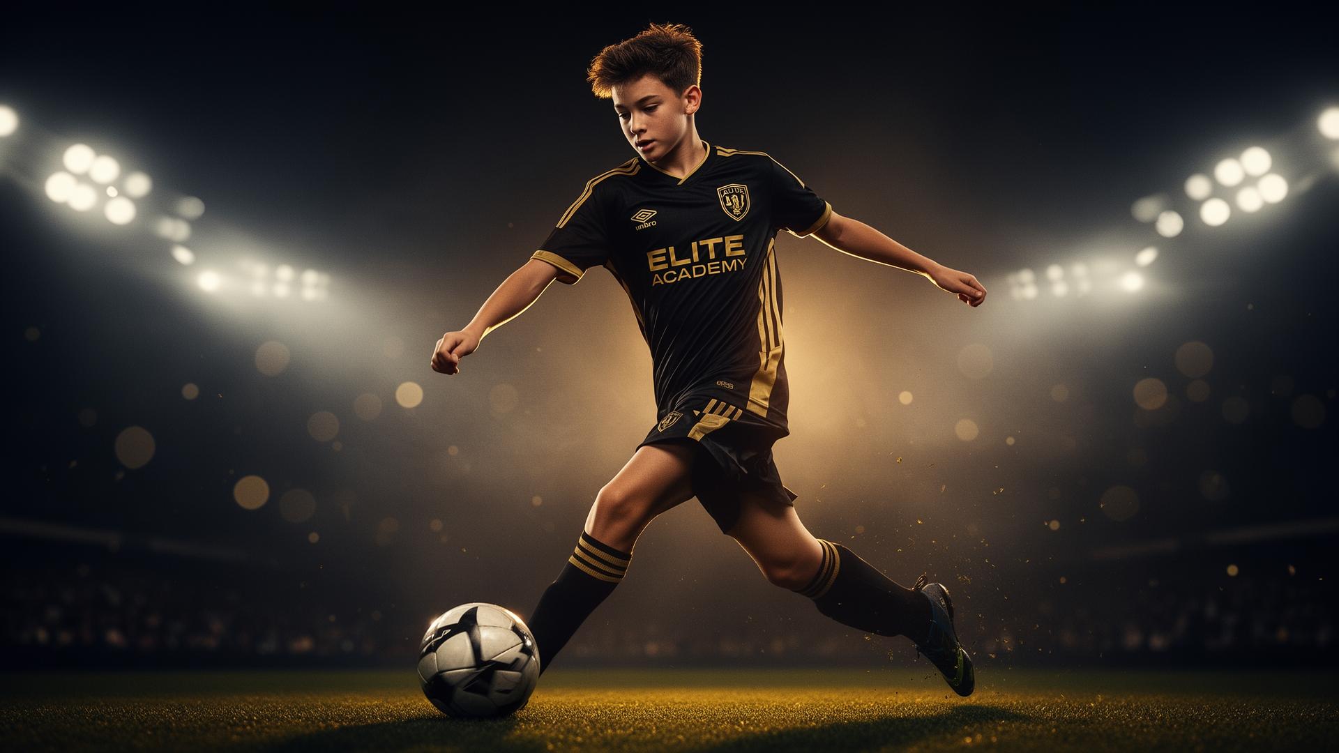 Triple Kings academy player striking a soccer ball